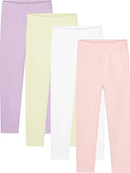 Resinta 4 Packs Toddler and Baby Girls Cotton Leggings Full Length Pants Stretchy Soft Tights Pants for Kids