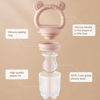 2 Pack Silicone Baby Fruit Feeder with Mini Freezer Tray, Breastmilk Popsicle Molds for Baby Teething Relief, Fresh Food Feeder for Safe Infant Self Feeding, Extra Food Pouches - Pink