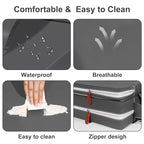 Toddler Booster Seat for Dining Table Kitchen Chair, Waterproof Non-Slip with Backrest & Adjustable Straps, Portable PU Travel Baby Kids Booster Seat Cushion