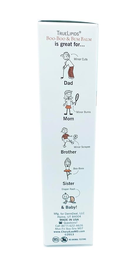 CLMD - TrueLipids Boo-Boo & Bum Balm – Soothing Baby Balm for Diaper Rash, Cuts, Scrapes & Burns – Non-Toxic, Hypoallergenic – Organic Skin Relief – 1.7 fl oz