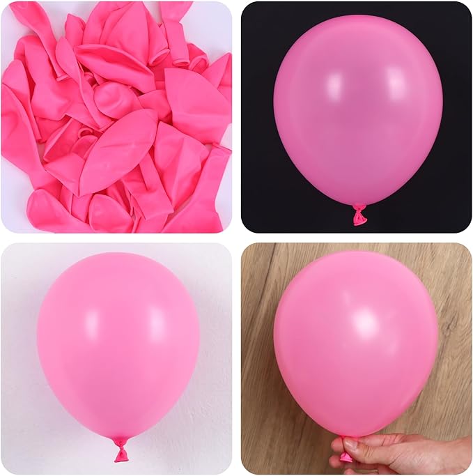 RUBFAC 129pcs Pink Balloons Different Sizes 18 12 10 5 Inches for Garland Arch, Pink Balloons for Valentine's Day Birthday Baby Shower Gender Reveal Wedding Party Decoration