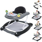 5 in 1 Foldable Baby Walker,Activity Baby Walker-Baby Bouncer,Rocker,Activity Center,Seat and Push Walker,Detachable Footrest Mat,Adjustable Speed Rear Wheels and Height,Ages 6-18 Months (Black)