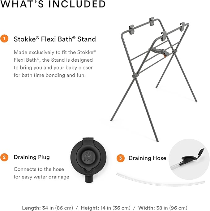 Stokke Flexi Bath Stand, Grey - Not Compatible with Flexi Bath X-Large - Best for Newborns Up to 21 lbs