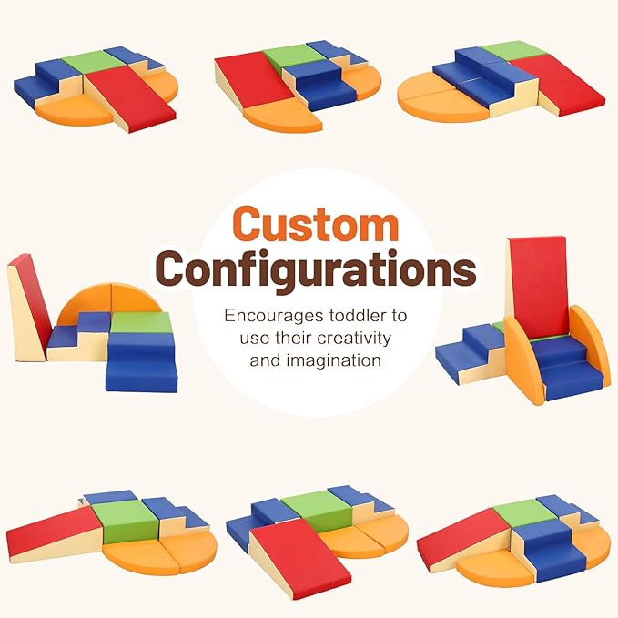 6-Piece Soft PU Leather Toddlers Climbing Toys, Baby Foam Climbing Blocks for Toddlers, Foam Play Gym Climber Structures for Toddler 3, Indoor Climb and Crawl Activity Play Set