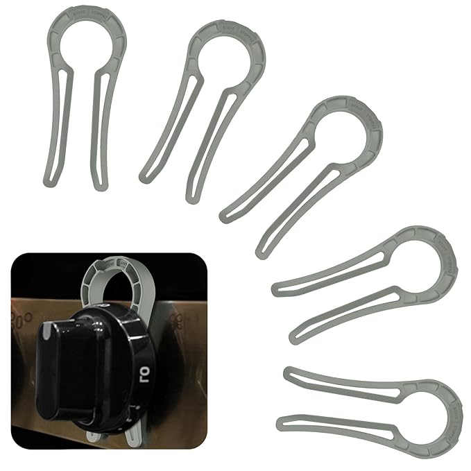 Gas Stove Knob Lock, Baby Proof Oven Knobs Covers Lock for Child Safety (5 Pack) Grey
