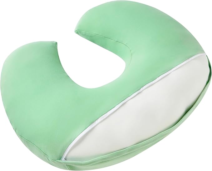 Nursing Pillow, Plus Size Breastfeeding Pillow Original Support for Baby Boys Girls Breastfeeding Essentials, with Removable Soft Cotton Cover (Green, Standard (23.62 * 18.11 * 5.91 Inches))