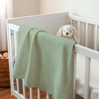 Baby Blankets for Boys Girls, Soft Nursery Minky Blankets with Muslin and Dotted Fleece Back 30x40 inches, Receiving Bed Quilt for Newborn, Infants, Toddlers (Green)