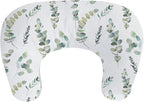Little Grape Land Nursing Pillow, Soft 100% Cotton Breastfeeding Pillow with Breathable Muslin Removable Cover, Green Leaves Breast Feeding Pillows for Babies 0-12 Months with Protective Zipper