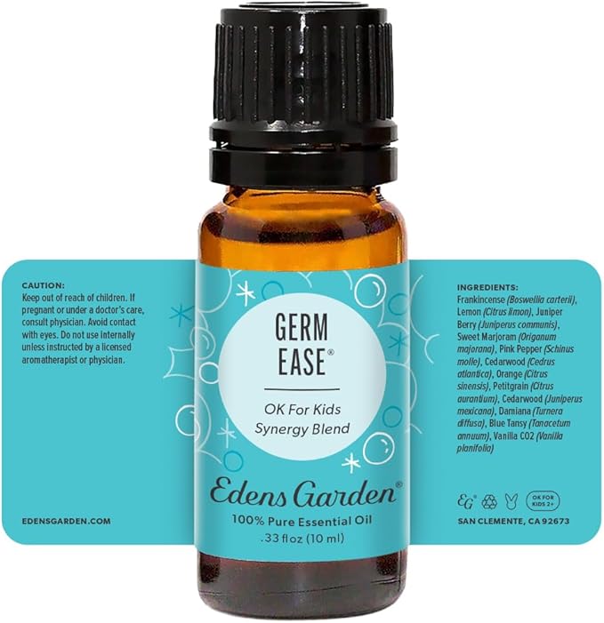 Edens Garden Germ Ease Essential Oil Blend- 100% Pure Premium Grade, Undiluted, Natural, Therapeutic, Aromatherapy, The Best for Diffusing, Kid Safe, Skin, Humidifiers 10 ml (.33 fl oz)