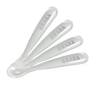 BEABA Baby's First Foods Spoon Set, Original Silicone Baby Spoons, 4 Pack, BPA Lead & Phthalate Free, Gray