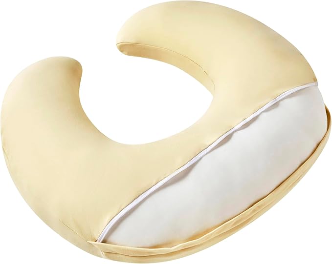Nursing Pillow, Plus Size Breastfeeding Pillow Original Support for Baby Boys Girls Breastfeeding Essentials, with Removable Soft Cotton Cover (Sand, Large (25.59 * 20.08 * 6.30 Inches))