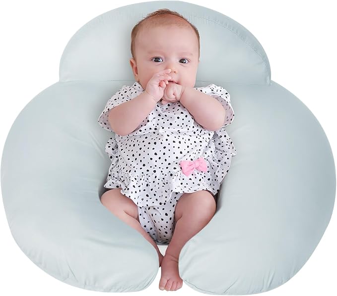 Breast Feeding Pillows for Mom, Soft Cover with Breathable Filling, Machine Washable, Cotton, Light Blue
