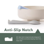 Miniware Silicone Baby Spoon for Training - BPA Free Baby Utensils - Baby Spoons Self Feeding 6 Months | 100% Food Grade Silicone - Modern & Dishwasher Safe Toddler Spoons (Grey and Lavender, 2 Pack)