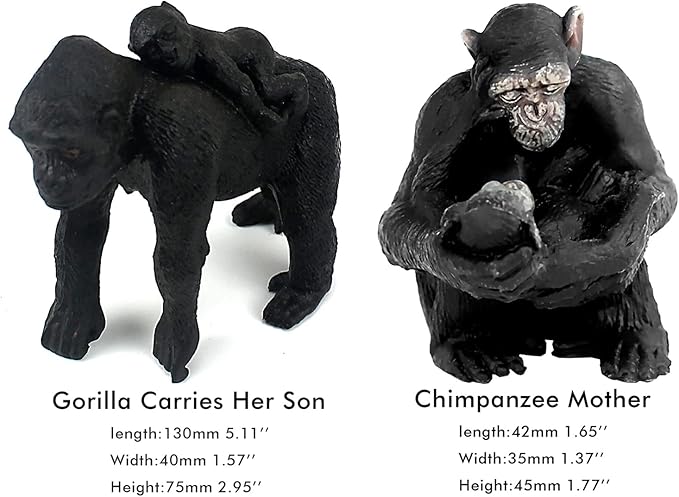 FUNSHOWCASE African Jungle Animals Toy Chimpanzees and Gorilla Figure Realistic Plastic Figurine Playset Lot 10-Piece