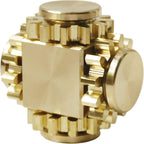 Fidget Cube Spinner, Linkage 4 Gears Figity Spin Finger Games, Metal Brass with Super Smooth Bearings, Durable Mechanics Romoveable, Small Premium Figit Toy - Gold