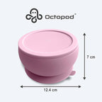 Octopod Silicone Baby Suction Bowl W/Lid - Toddler & Baby Bowls, Baby Food Containers, Spill Proof Bowls For Toddlers, Suction Baby Bowls W/Lids, Food Grade Silicone Bowls For Babies (Lavander Pink)
