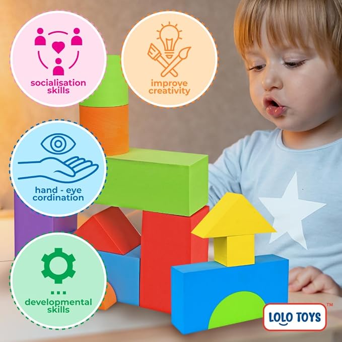 Large Building Foam Blocks for Toddlers – Giant Jumbo Big Building Blocks (18 Pieces)