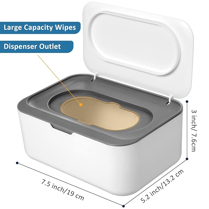 4 Pieces Wipes Dispenser Baby Wipes Case Container Case Wet Wipe Holder with Sealing Design Refillable Baby Wipe Dispenser Easy Open and Close (Gray)