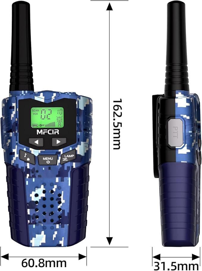 Rechargeable Kids Camouflage Walkie Talkies 3 Pack Long Range, 48H Work 7D Standby, LED Flashlight,Outdoor Camping Games Toys Gifts for 3-12 Year Old,Ideal Birthday for Boys & Girls