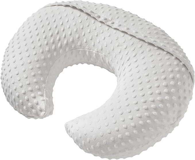 Nursing Pillow and Positioner Breastfeeding and Bottle Feeding, Propping Baby, Tummy Time, Sitting Support, with Removable Polyester Cover, dots Fabric, for Baby Boy Baby Girl (Bright White)