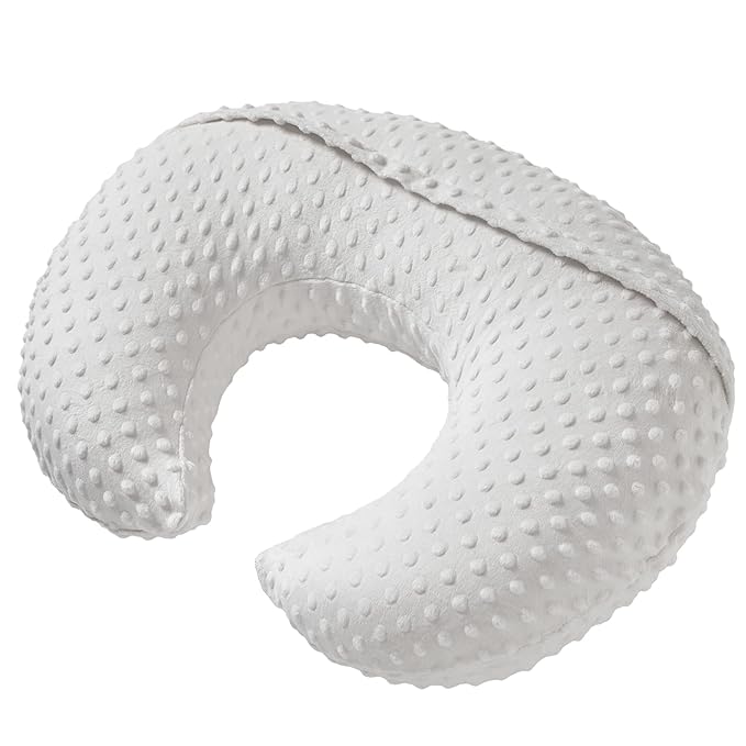 Nursing Pillow and Positioner with Cover for Breastfeeding and Bottle Feeding, Propping Baby, Tummy Time, Baby Sitting Support, Awake-Time Support (White, 22" x 17.7" x 5.9")