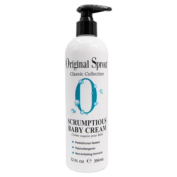 Original Sprout Scrumptious Baby Cream, Gentle Moisturizing Cream for Dry, Sensitive Skin & Diaper Rash, Non-Greasy Baby Lotion with Zinc Oxide & Calendula for Face & Body, 12 fl oz