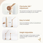 HI BABY MONMENT Crib Mobile Arm - Rotating Baby Mobile Hanger, Natural Beech Wood, Mobile Stand for Crib Nursery Decor, Perfect for Baby Girl or Boys