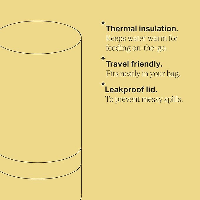 Tommee Tippee Portable Travel Baby Bottle and Food Warmer, Thermal Insulation, Stainless-Steel Flask with Leak-Proof Lid