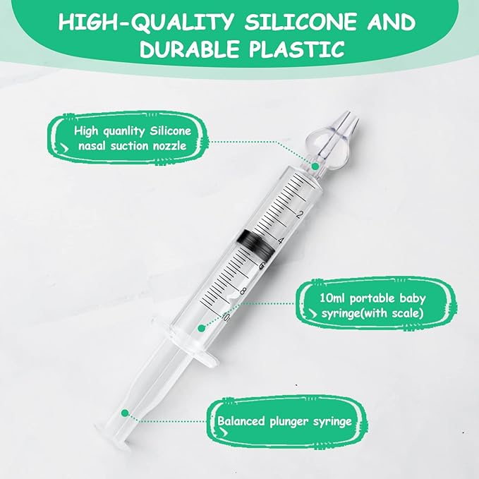 Baby Nasal Irrigator, 4PCS Nasal Syringe for Baby, Syringe Nasal Irrigator with Tweezers & Cleaning Brush, Baby Nasal Aspirator with Silicone Nasal Suction Tips Portable Baby Nasal Syringe