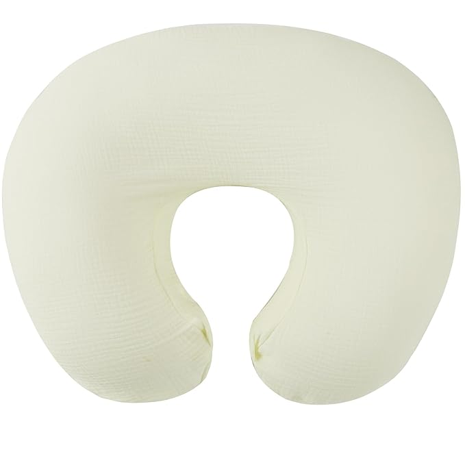 Onacosht Muslin Nursing Pillow Cover Soft 100% Cotton Feeding Pillow Slipcover Fits Standard Infant Nursing Pillow for Baby Boy and Girl, Ivory White