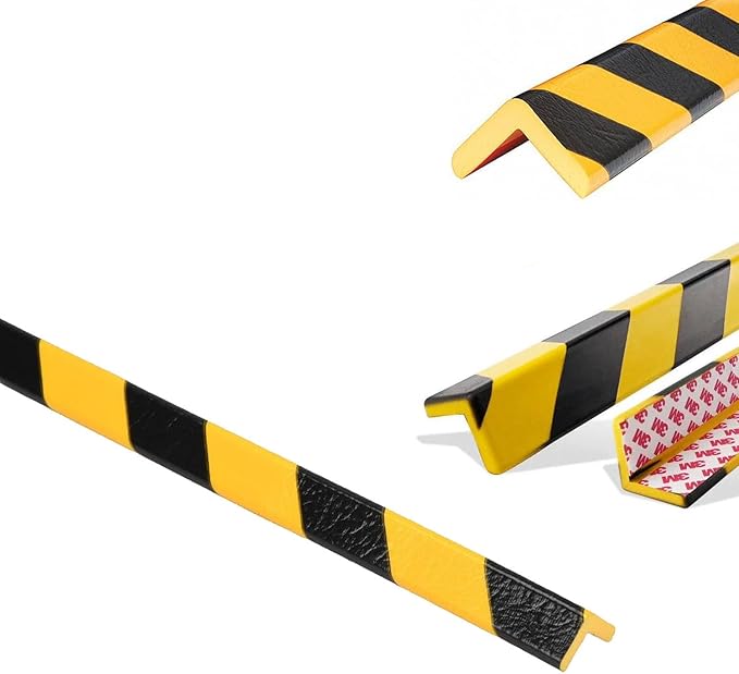 L-Shaped/Circular Edge Protector – 19" Durable Polyurethane Foam, High-Visibility Yellow/Black Stripes & Corner Safety Bumper for Impact Protection