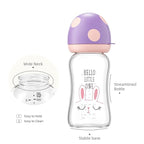 YOHKOH Natural Glass Baby Bottle with Natural Response Nipple, Newborn Anti-Colic Baby Bottles, Wide Neck Mushroom Cap Baby Bottle, Clear ((5.4oz (Pack of 4), Purple)