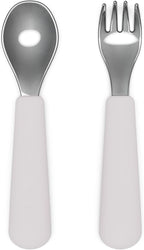 Lalo Utensils - Toddler Fork and Spoon Set - Stainless Steel and Silicone Ergonomic Toddler Utensils - Children Safe Flatware Set - 2 Pieces - Lavender