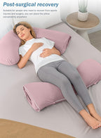 INSEN Pregnancy Pillow for Sleeping,Maternity Body Pillow for Pregnancy Women,Pregnancy Support Pillow for Back, Hip Pain, Pink