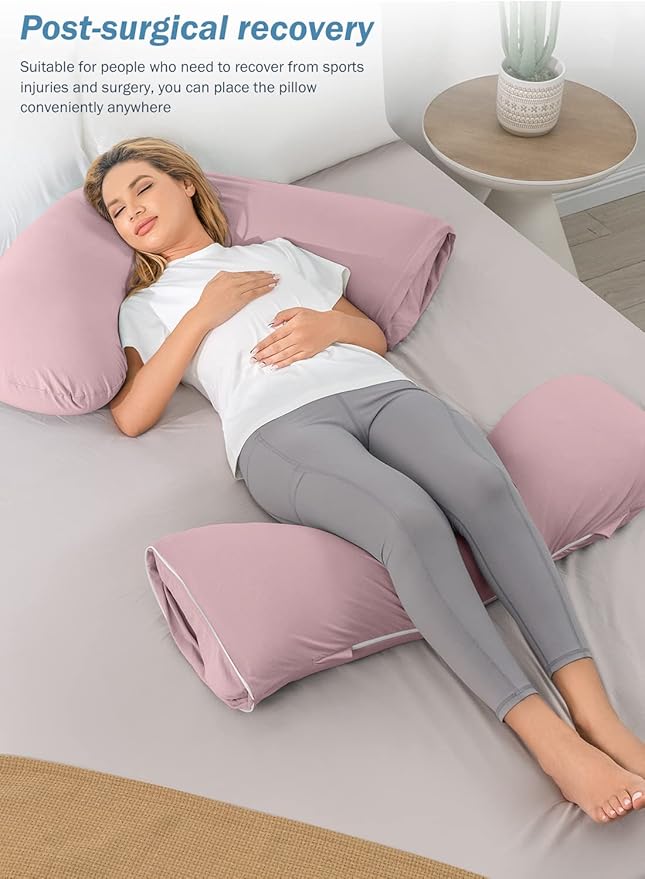 INSEN Pregnancy Pillow for Sleeping,Maternity Body Pillow for Pregnancy Women,Pregnancy Support Pillow for Back, Hip Pain, Pink