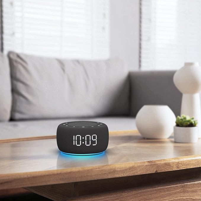 Buffbee Sound Machine & Alarm Clock 2-in-1, 0-100% Clock Face Brightness, Bottom Colored Light, Sleep Timer, Precise 30-Level Volume Control White Noise Machine