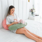 Nursing Pillow with 2 Covers, Feeding Pillows for Breastfeeding, Baby Nursing Pillow with Cooling Cotton, Machine Washable (Jersey, Pale Green)