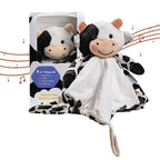 Love By Emi Baby Music Lovey Black & White Cow, Baby Sleep Soother for Crib & Cuddle Bedtime, White Noise with Heartbeat & Lullaby, Plush Sound Toy, Stuffed Animal for Newborns, Infants & Toddlers