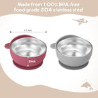 4 Pack Stainless Steel Baby Bowls with Suction, Toddler Bowls with Removable Silicone Shell for Kids, Non-Slip Toddler Baby Feeding Set Dishwasher Safe-blue/Gray/Red/Cream
