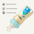 YOHKOH PPSU Baby Bottle Wide Neck, Newborn Anti-Colic Baby Bottle with Natural Response Nipple, Streamlined Body, Easy to Clean (8.8oz (Pack of 2), Blue)