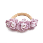 Baby Girl Nylon Headbands Flower Hair Bows Accessories-Elastic Hair Band Crown Handmade FLoral Wraps Birthday Gifts for Girls Newborn Infant Toddler 3Pcs