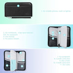 Real Leather Wallet RFID Family Passport Holder Waterproof Travel Essentials (All Black)