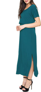 Smallshow Women's Maternity Nursing Dresses Split Long Dress for Breastfeeding