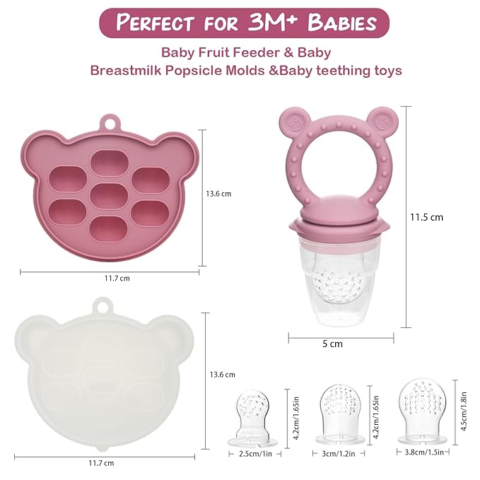 WAJIAYON Baby Breastmilk Popsicle Molds & Baby Fruit Feeder, Infant Food Freezer Tray Storage Containers, Silicone Teething Pacifier Feeder and Teether for Babies,Shower Gifts for Boys and Girls