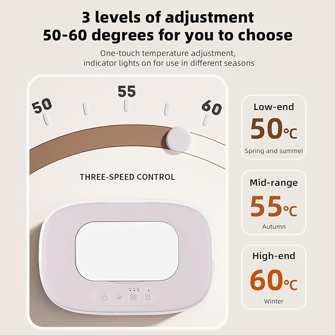 Wipe Warmer and Baby Wet Wipes Dispenser | Wipes Warmer for Newborn Baby Fast Top Heat | USB Travel & Portable Wipe Warmer with Light, Spring, Safety Lock | Wet Wipes Warmer for Bathroom 3 Temperature