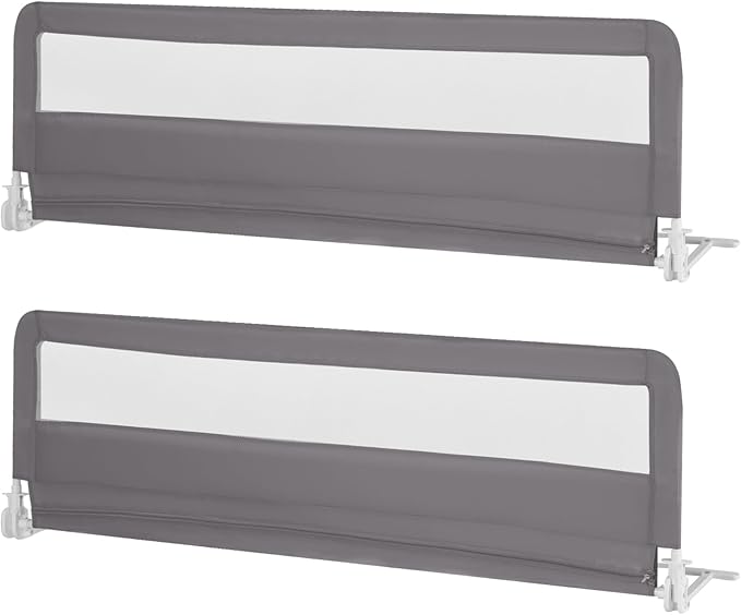 HONEY JOY Bed Rail for Toddlers, 71-in Extra Long, Portable Safety Bed Guardrail w/Double Safety Child Lock, Foldable Baby Bed Rail Guard, Fit King & Queen Full Twin Size Bed Mattress(Gray, Pack 2)