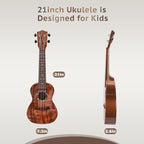 Raimy Kids Guitar Ukulele - 21in Ukulele Guitar Toys for Kids Ages 3 4 5 6 7+ Year Old Boys Girls Simulated Sound Quality Music Instruments Learning Education (Brown)