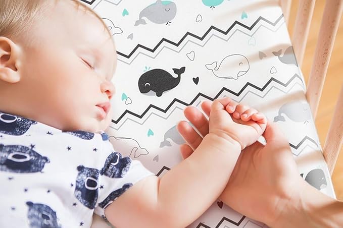 Pack n Play Sheets, BROLEX 2 Pack Mini Crib Sheets,Stretchy Portable Fitted Playard Sheet Set, Convertible Playard Mattress Cover,Ultra Soft Breathable Material,Elephant Whale