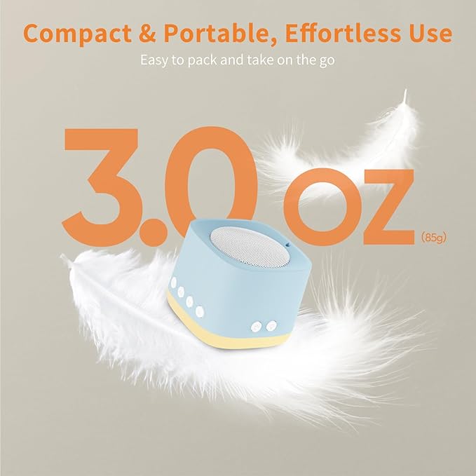 Portable White Noise Machine,Mini Sound Machine for Travel with Breathing Night Light,16 Soothing Sounds,Timer,Rechargeable Brown Noise Machines for Sleeping Adults Gift,Office Privacy,Home (Blue)