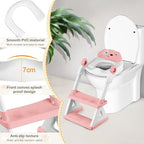 2 In 1 Potty Training Toilet Seat & Toddler Step Stool, Bottom Triangle Stability Toddler Toilet Seat, Adjustable Step & Seat Height Potty Seats (Pink)